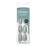KISS IMPRESS Press-on manicure going green coffin M
