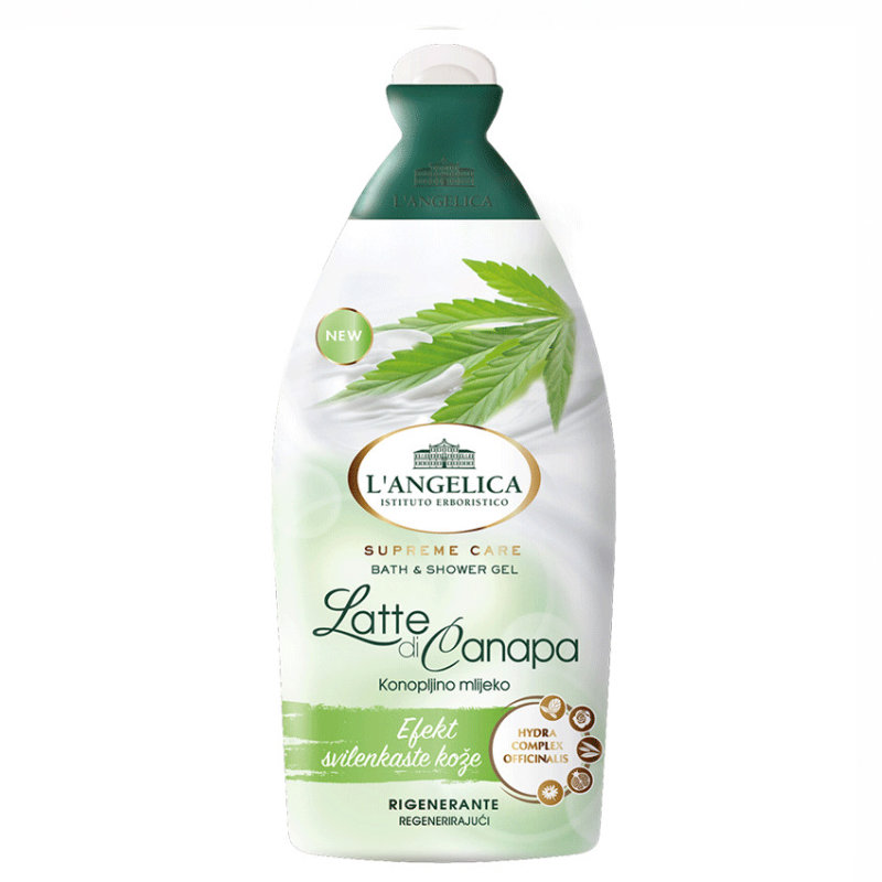 l'angelica latte di canapa Tunisie L'ANGELICA BATH&SHOWER GEL supreme care latte di canapa 500ml – Image 1