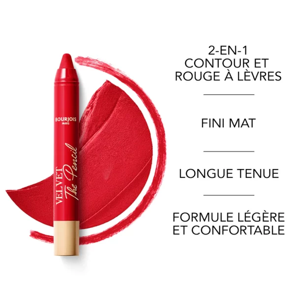 BOURJOIS Velvet The Pencil Crayon Rouge à Lèvres Mat TUNISIE