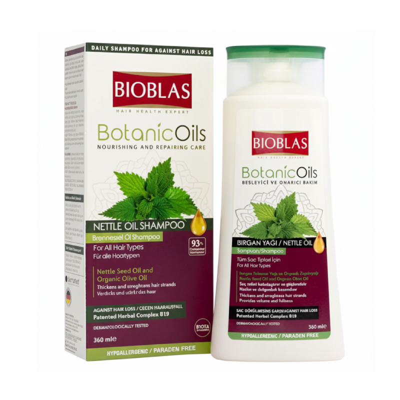 Bioblas botanicoils nettle oil shampoo Tunisie BIOBLAS - Shampooing aux Herbes Botanic Oils 360ml — Anti-Chute & Renforcement Naturel des Cheveux Fragiles – Image 1