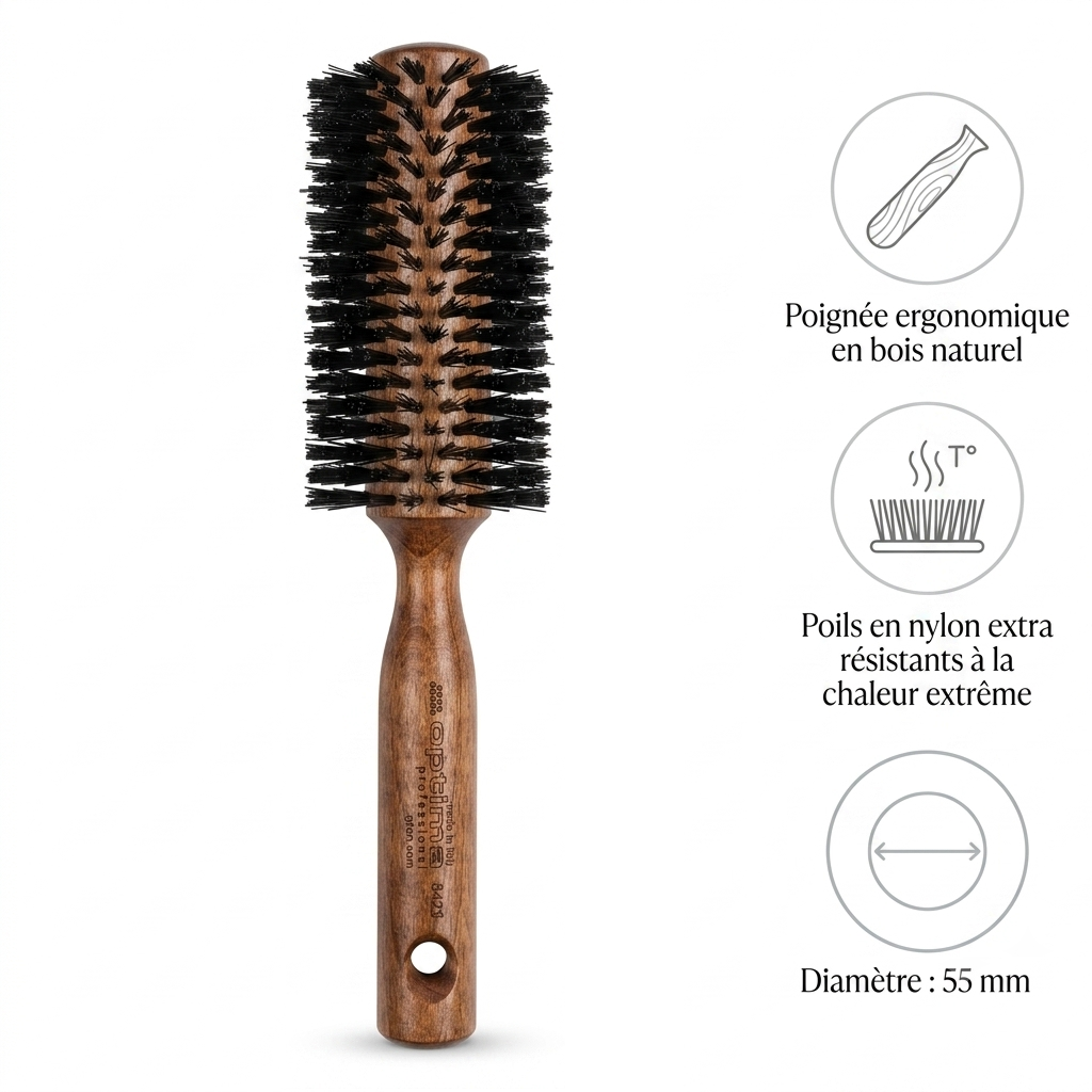 OPTIMA PROFESSIONAL 8423 brosse de brushing pro 55mm nylon extra OPTIMA PROFESSIONAL 8423 brosse de brushing pro 55mm nylon extra