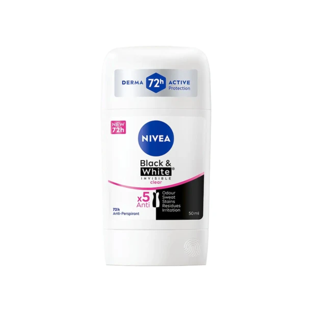 NIVEA Black & White Clear déodorant stick 72h 50ml Tunisie NIVEA Black & White Clear déodorant stick 72h 50ml Tunisie