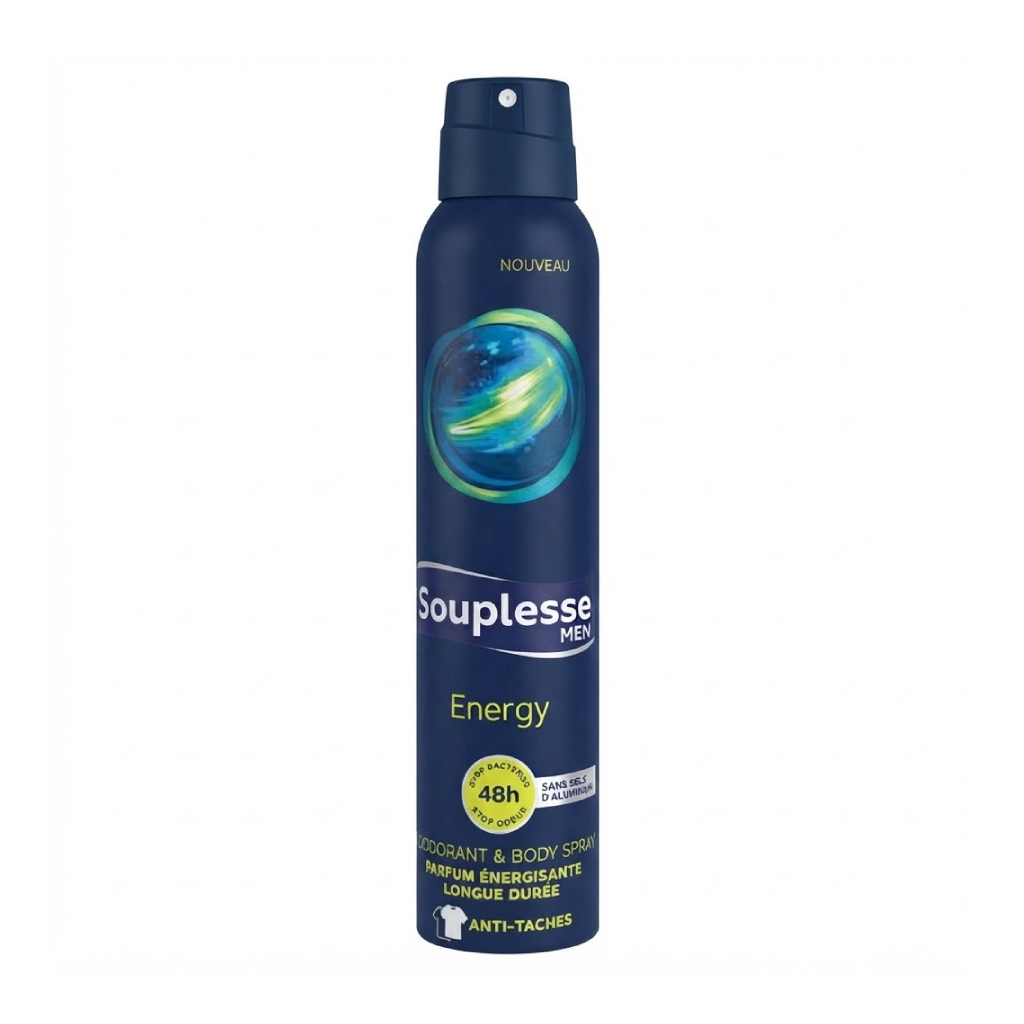 SOUPLESSE ENERGY déodorant spray pour homme 200ml Tunisie SOUPLESSE ENERGY déodorant spray pour homme 200ml Tunisie