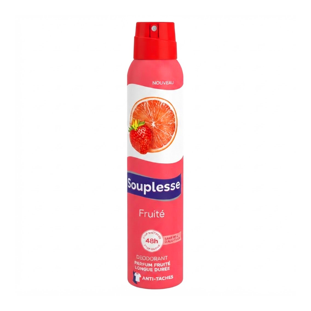 SOUPLESSE Fruité déodorant spray femme 200 ml Tunisia SOUPLESSE Fruité déodorant spray femme 200 ml Tunisia