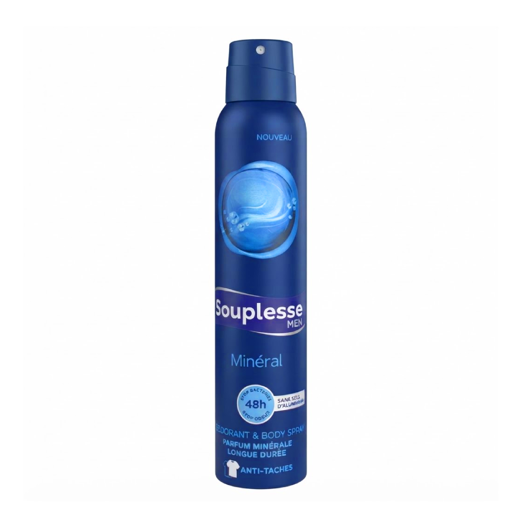SOUPLESSE MINERAL déodorant spray pour homme 200ml Tunisie SOUPLESSE MINERAL déodorant spray pour homme 200ml Tunisie