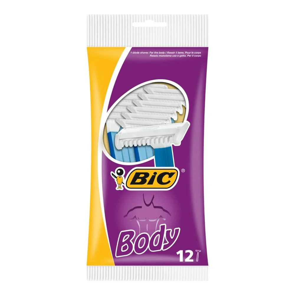 rasoir jetable corps BIC Body, lot de 12 avec peigne intégré