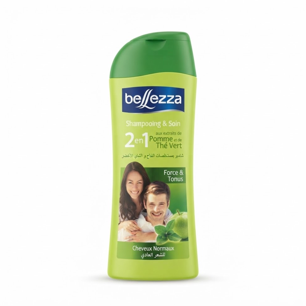 BELLEZZA shampooing 2 en 1 pomme thé vert cheveux 400 ml Tunisie BELLEZZA shampooing 2 en 1 pomme thé vert cheveux 400 ml Tunisie