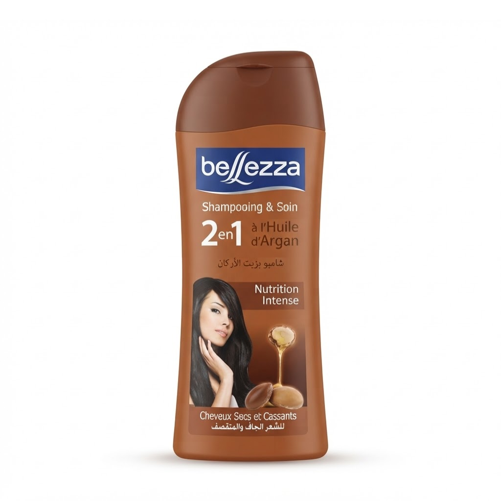 BELLEZZA shampooing huile d'argan cheveux cassants 350 ml Tunisie BELLEZZA shampooing huile d'argan cheveux cassants 350 ml Tunisie